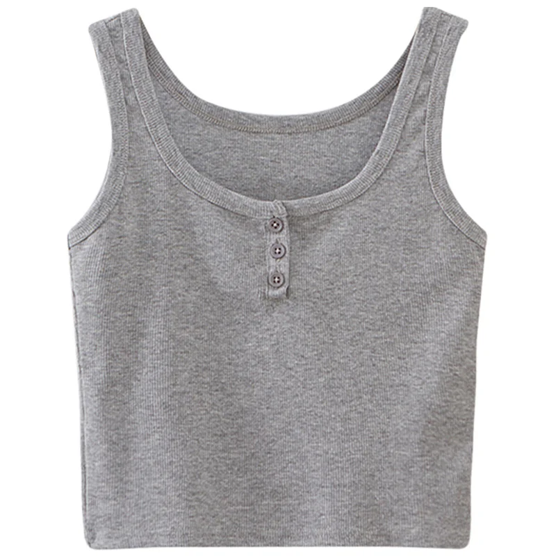 Summer New Style Knitted Round Neck Top For Women With High Elasticity And Versatile Casual Camisole Sexy Vest - Ảnh 3