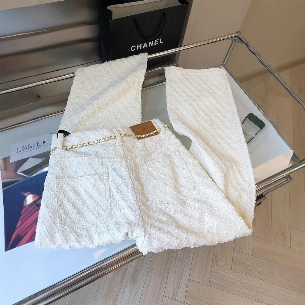 Slimming Straight Leg Plaid Denim Pants High Waist Wide Leg Floor-Length Women's Fashion Spring Summer Loose Fit Jeans - Ảnh 2