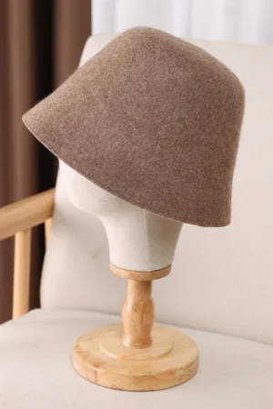 100%Pure Wool Women's Bucket Hat Korea Fashion Vintage Fisherman Panama Cap Autumn Winter Warm Soft Foldable Wollen Chapeau