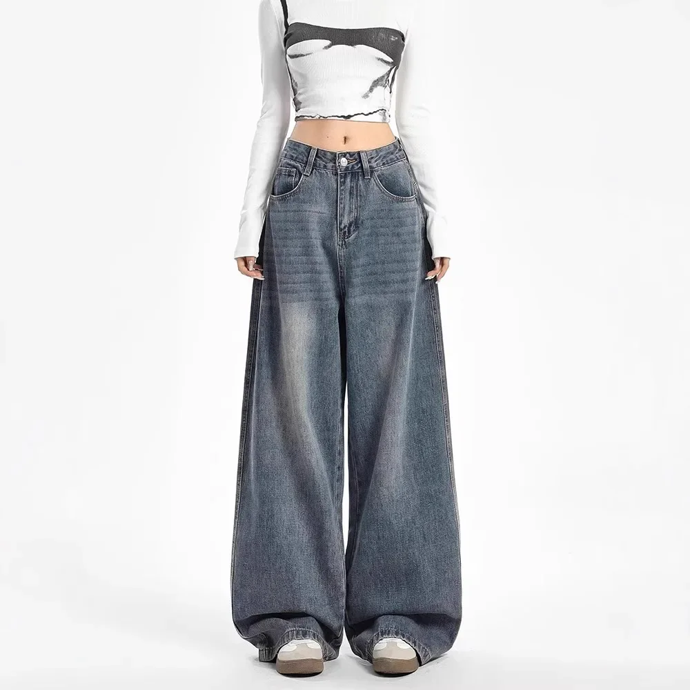 High Waist Wide Leg Denim Jeans Women's Loose Straight Floor-Length Pants Spring New Style Autumn Winter Comfortable Sensation - Ảnh 2