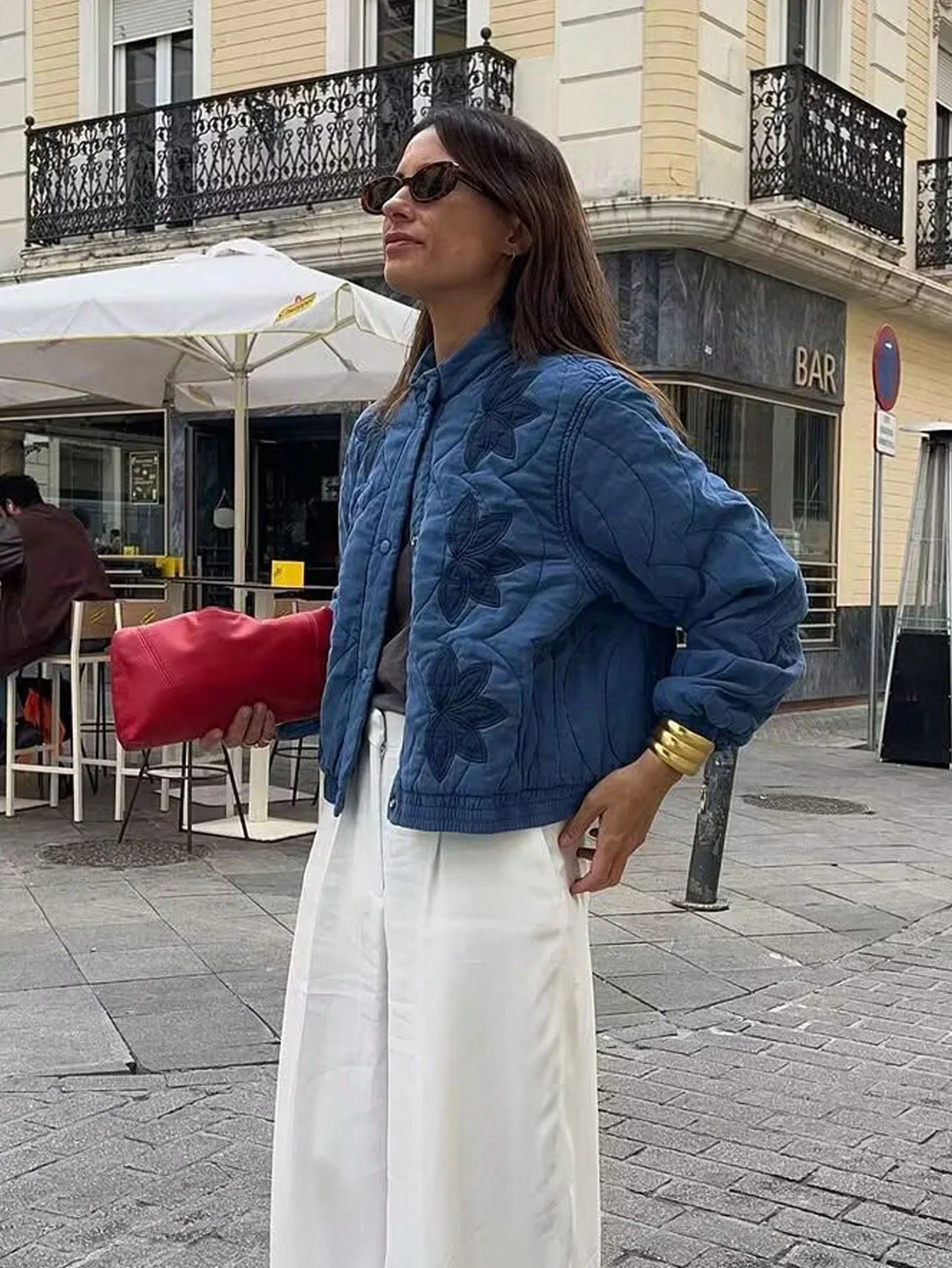 SLTNX Women's Quilted Stand Collar Padded Jacket Long Sleeve Pocket Casual Fall Winter Coat