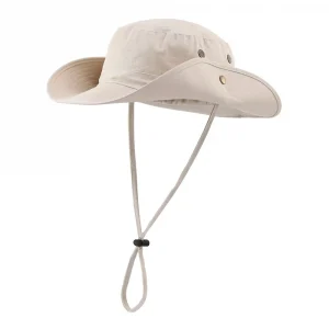 Connectyle Men's Women Boonie Sun Hat Wide Brim Adjustable Breathable Cotton Safari Hat with Strap UV Protection Outdoor Caps