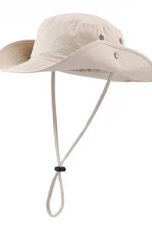 Connectyle Men's Women Boonie Sun Hat Wide Brim Adjustable Breathable Cotton Safari Hat with Strap UV Protection Outdoor Caps