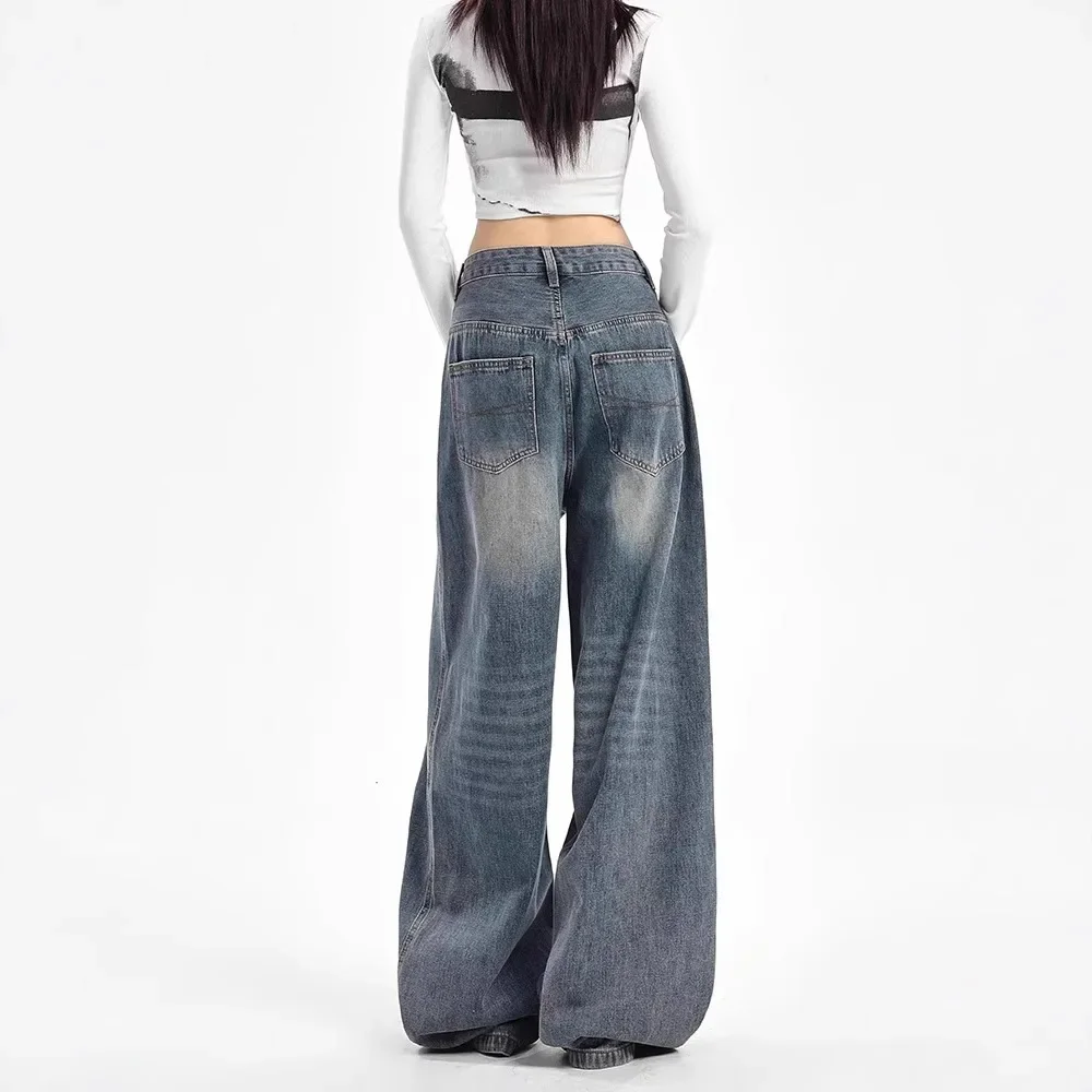 High Waist Wide Leg Denim Jeans Women's Loose Straight Floor-Length Pants Spring New Style Autumn Winter Comfortable Sensation - Ảnh 4
