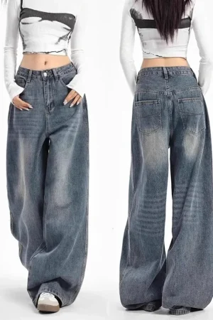 High Waist Wide Leg Denim Jeans Women's Loose Straight Floor-Length Pants Spring New Style Autumn Winter Comfortable Sensation